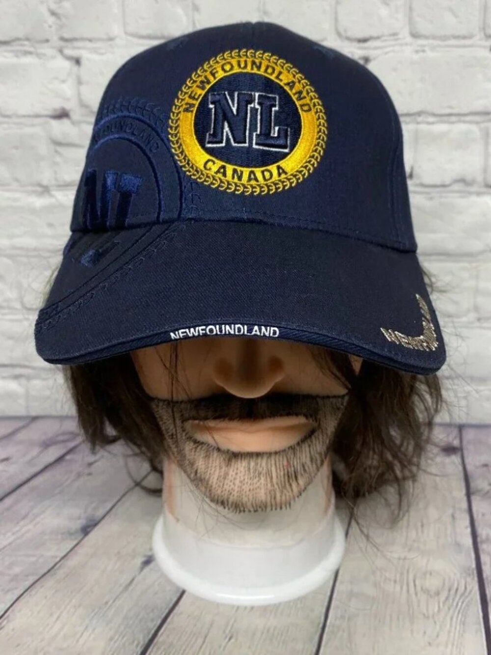 Baseball Hat Cap Strap Back Navy Blue Newfoundland Canada Yellow Embroidered NWT